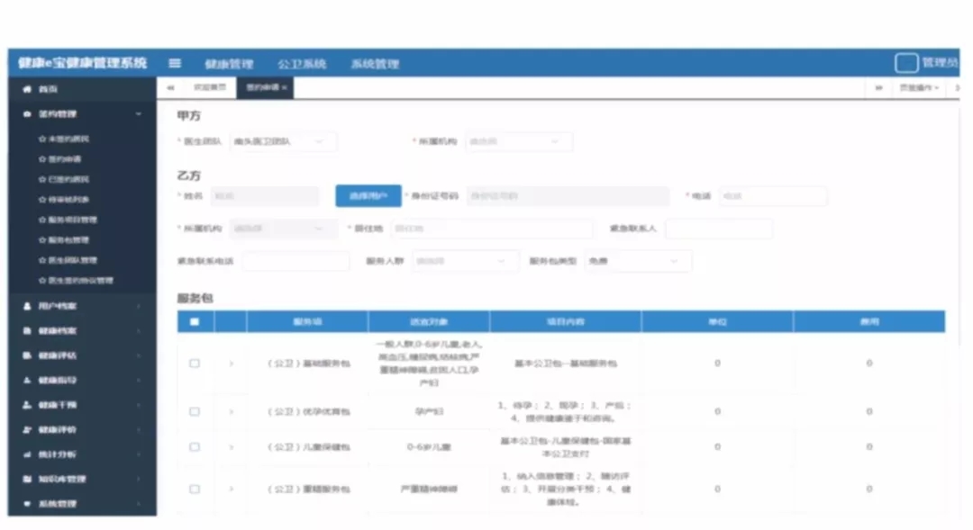 携康，健康管理系统后台图